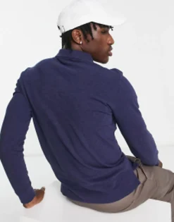 Polo Shirts*Polo Ralph Lauren Icon Logo Slim Fit Long Sleeve Pique Polo In Navy Marl