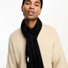 Scarves*Polo Ralph Lauren Ribbed Pima Cotton Scarf In Black With Logo Polo Black/Cream Pp