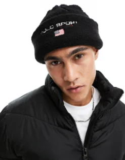 Beanies*Polo Ralph Lauren Sport Capsule Borg Beanie In With Logo Black