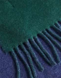 Scarves*Polo Ralph Lauren Wool Mix Reversible Scarf With Pony Logo In And Green Navy