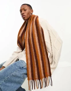 Scarves*PS Paul Smith Cosy Stripe Scarf In Orange