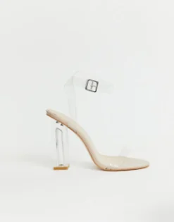 Sandals*Public Desire Alia Clear Strap Heeled Sandals Beige