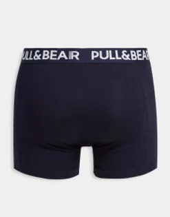 Underwear*Pull&Bear 3 Pack Boxers In White, Grey And Navy Multi