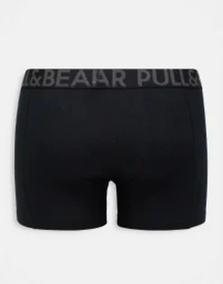 Underwear*Pull&Bear 3 Pack Contrast Waistband Boxers In Black