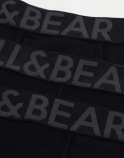 Underwear*Pull&Bear 3 Pack Contrast Waistband Boxers In Black