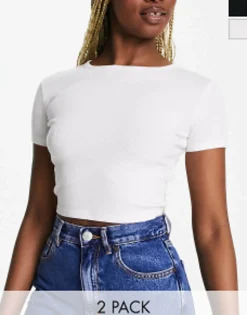 Multipacks*Pull&Bear 2 Pack Ribbed Baby Tee In Black White
