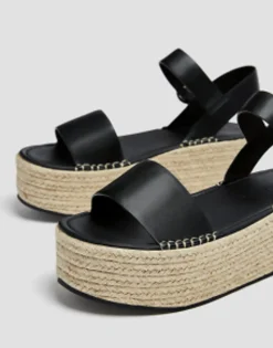 Flat Sandals*Pull&Bear Flatform Espadrille Sandal In Black