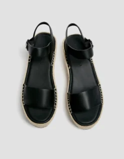 Flat Sandals*Pull&Bear Flatform Espadrille Sandal In Black