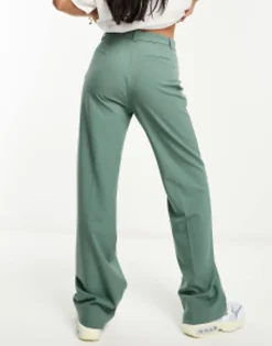 Suits & Tailoring*Pull&Bear High Waisted Tailored Straight Leg Trouser In Dark Green
