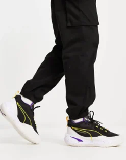 Sportswear*Puma Basketball Playmaker Spray Trainers In And Purple Black