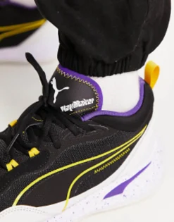 Sportswear*Puma Basketball Playmaker Spray Trainers In And Purple Black