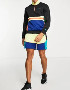 Sportswear*Puma Basketball Pullover 1/4 Zip Top In Colourblock And Yellow Black