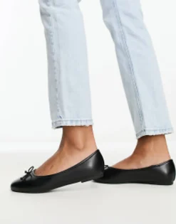 Flat Shoes*Raid Marie Ballet Flat With Bow In Black Black Pu
