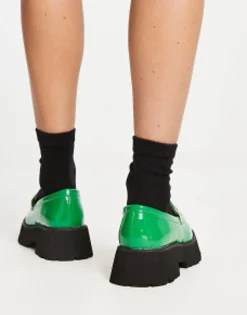 Loafers*Raid Monster Chunky Loafers In Patent Green