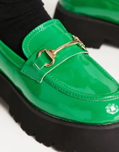 Loafers*Raid Monster Chunky Loafers In Patent Green