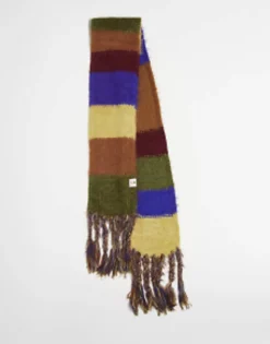 Scarves*Reclaimed Vintage Unisex Knit Stripe Tassle Scarf Multi