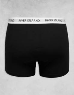 Underwear*River Island 5 Pack Trunks In White And Grey