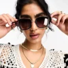 Sunglasses*River Island Oversized Glasses With Metal Rim In Brown