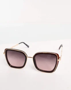 Sunglasses*River Island Oversized Glasses With Metal Rim In Brown