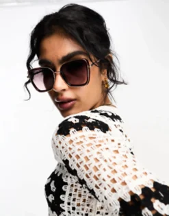 Sunglasses*River Island Oversized Glasses With Metal Rim In Brown