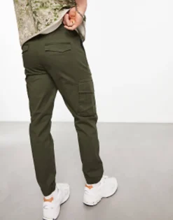 Trousers & Chinos*River Island Washed Jogger Cargo In Dark Green Green - Dark