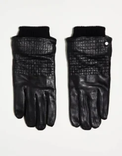 Gloves*River Island Woven Leather Gloves In Black
