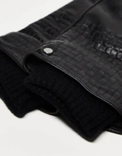 Gloves*River Island Woven Leather Gloves In Black