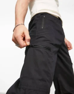 Trousers & Chinos*River Island Zip Pocket Cargos In Black