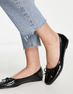 Flat Shoes*Schuh Leigh Ballet Flats With Bow In Black Patent
