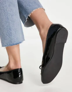 Flat Shoes*Schuh Leigh Ballet Flats With Bow In Black Patent