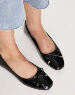 Flat Shoes*Schuh Leigh Ballet Flats With Bow In Black Patent