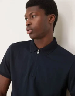 Polo Shirts*Selected Homme Half Zip Polo In Navy Sky Captain