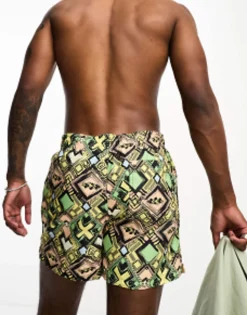 Swimwear*Selected Homme Swim Short In Bold Print Pink Sand