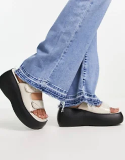 Flat Sandals*Shellys London Shelly'S London Lola Chunky Double Strap Sandals In Bone Cream