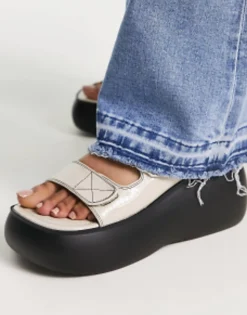Flat Sandals*Shellys London Shelly'S London Lola Chunky Double Strap Sandals In Bone Cream