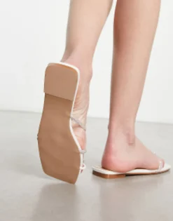 Flat Sandals*SIMMI Shoes Simmi London Aliana Flat Sandals With Embellished Straps In Off White Iridescent