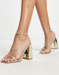 Sandals*SIMMI Shoes Simmi London Inez Block Heel Embellished Sandals In Gold