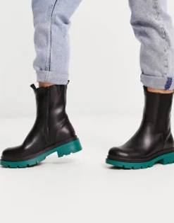 Chelsea Boots*Simply Be Wide Fit Chunky Flat Chelsea Boot With Contrast Sole Black