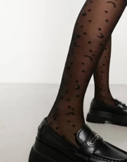 Socks & Tights*Skinnydip Halloween Celestial Print Sheer Tights In Black