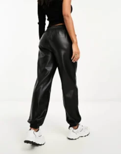Tracksuits & Joggers*Stradivarius Faux Leather Jogger In Black