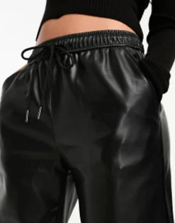 Tracksuits & Joggers*Stradivarius Faux Leather Jogger In Black