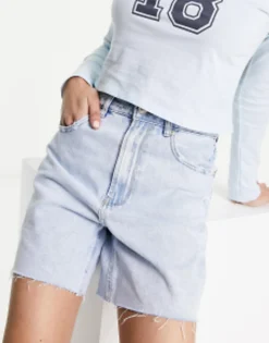 Shorts*Stradivarius Longline Denim Short In Light Blue