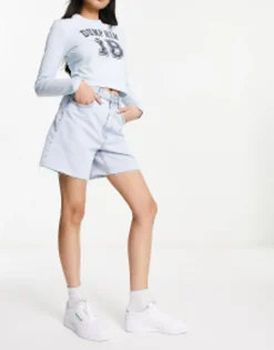 Shorts*Stradivarius Longline Denim Short In Light Blue