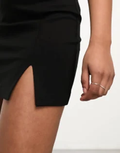 Skirts*Stradivarius Mini Skirt With Split Hem In Black