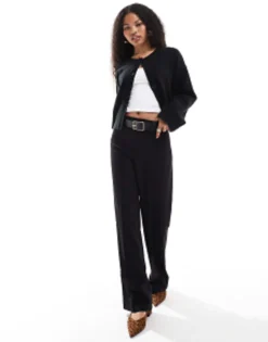 Trousers & Leggings*Stradivarius Petite Tailored Straight Trouser In Black