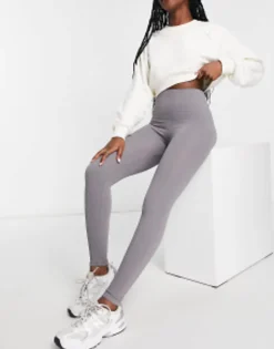 Trousers & Leggings*Stradivarius Seamless Ribbed Leggings In Charcoal Charcoal Grey