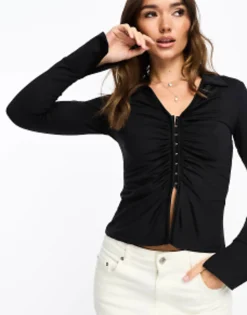 Shirts*Stradivarius Slim Fit Hook And Eye Shirt In Black