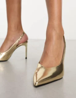 Sandals*Stradivarius Sling Back Heel In Gold