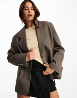 Suits & Tailoring*Stradivarius Str Oversized Blazer In Check Print Black