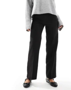 Trousers & Leggings*Stradivarius Tailored Straight Leg Trouser In Black
